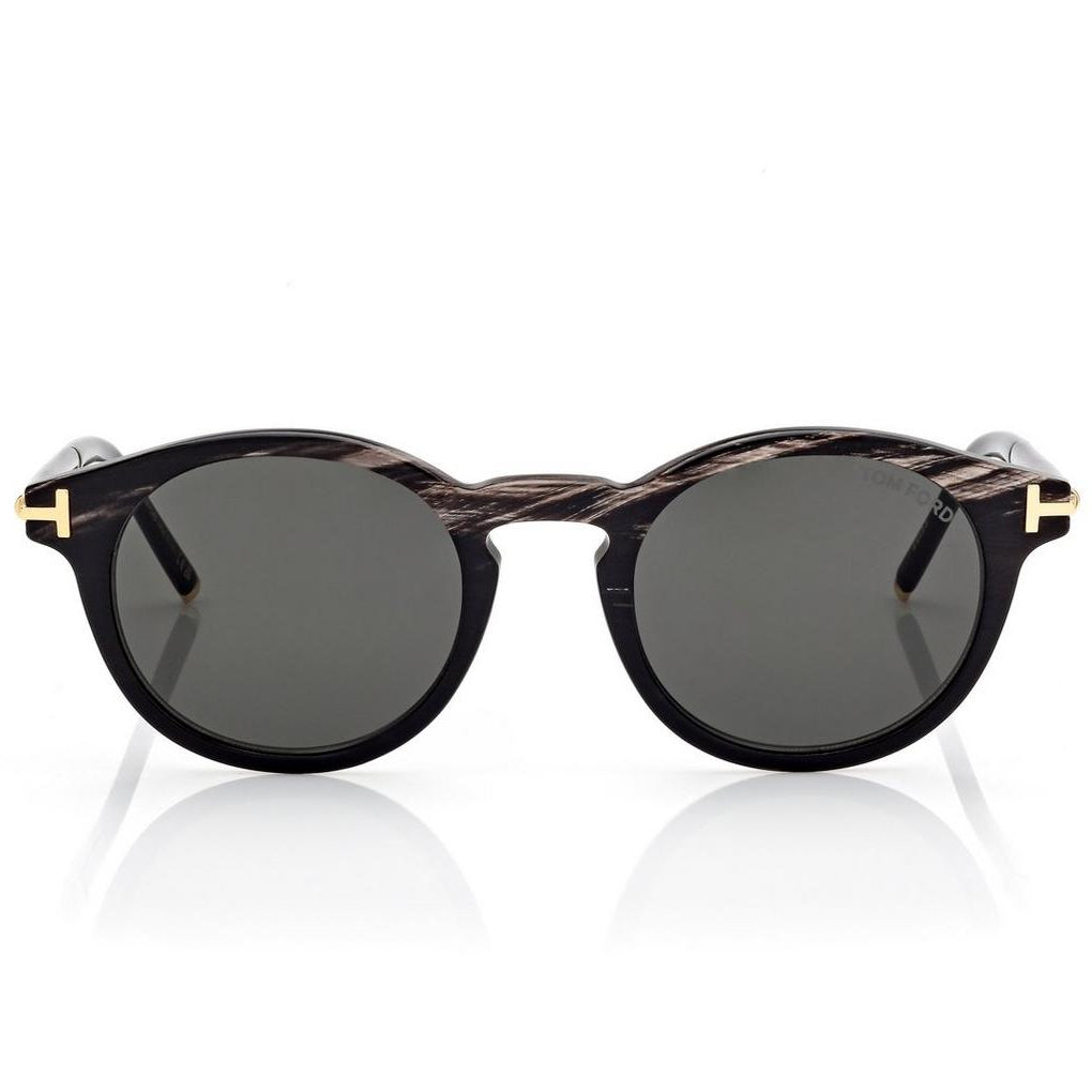 Tom Ford Men Round Frame Black Horn Sunglasse