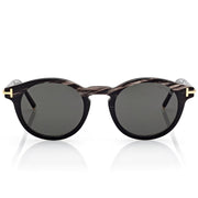 Tom Ford Men Round Frame Black Horn Sunglasse
