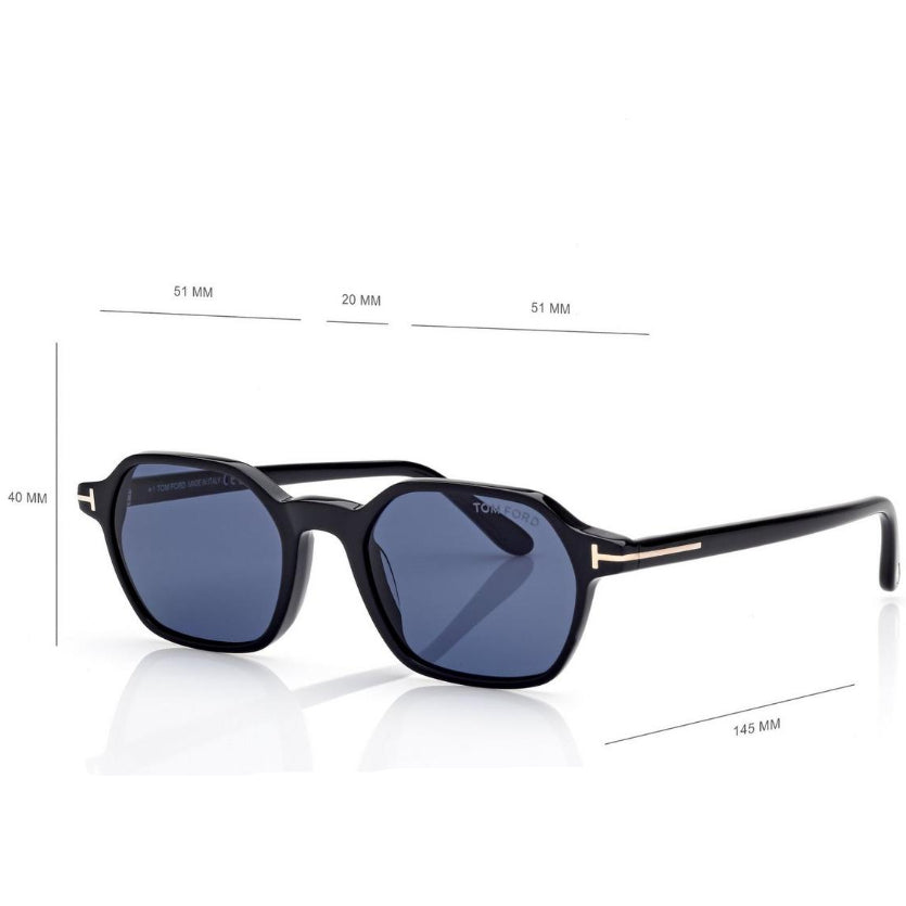 Tom Ford Men Square Frame Ebony Sunglasses