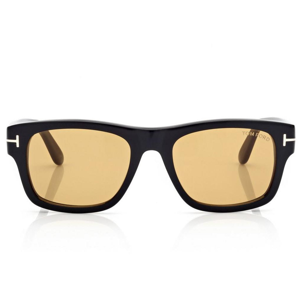 Tom Ford Men Round Square Frame Shiny Smoky Black Sunglasse