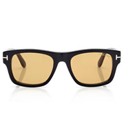 Tom Ford Men Round Square Frame Shiny Smoky Black Sunglasse