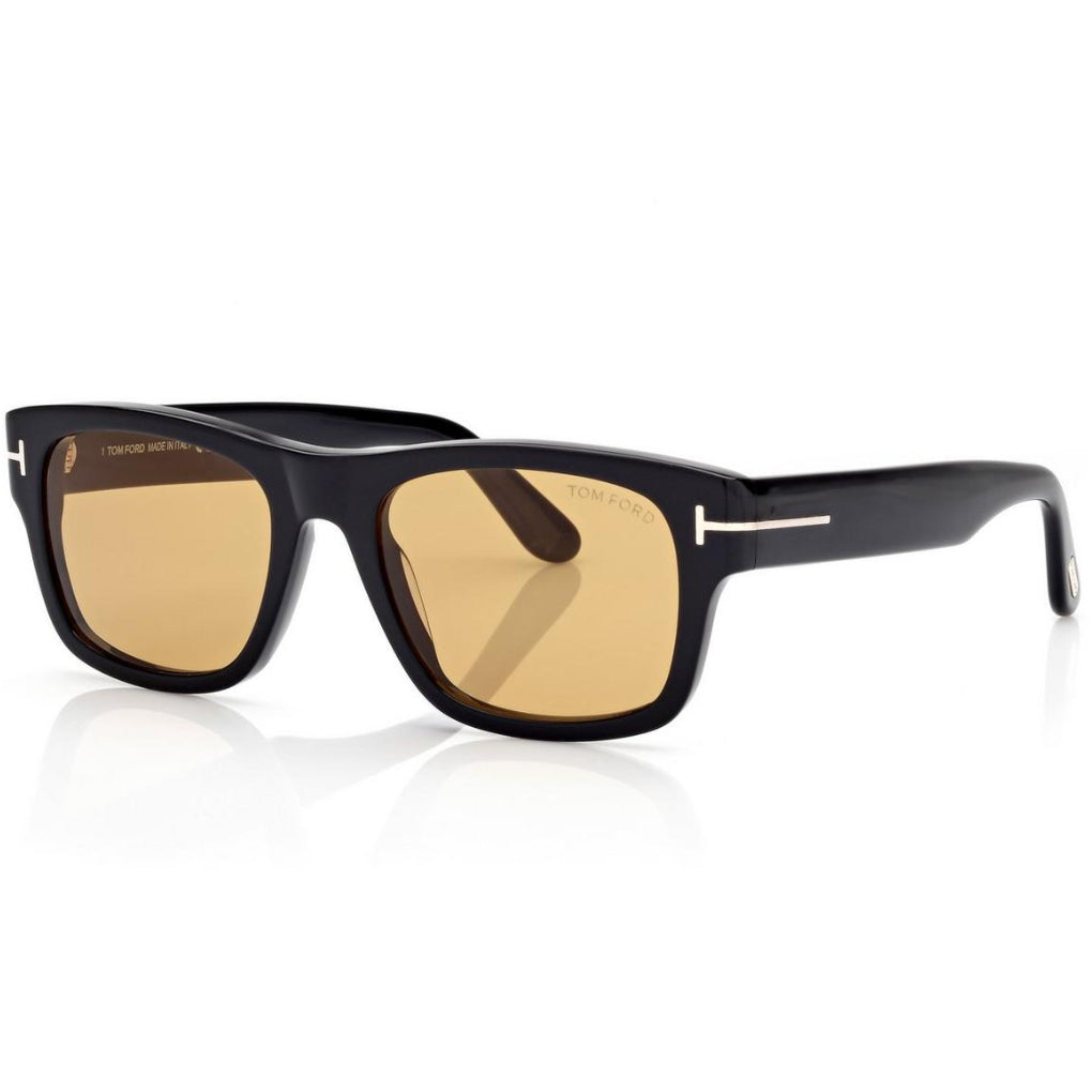 Tom Ford Men Round Square Frame Shiny Smoky Black Sunglasse