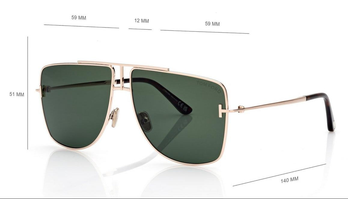 Tom Ford Women Navigator Frame Gold Sunglasses