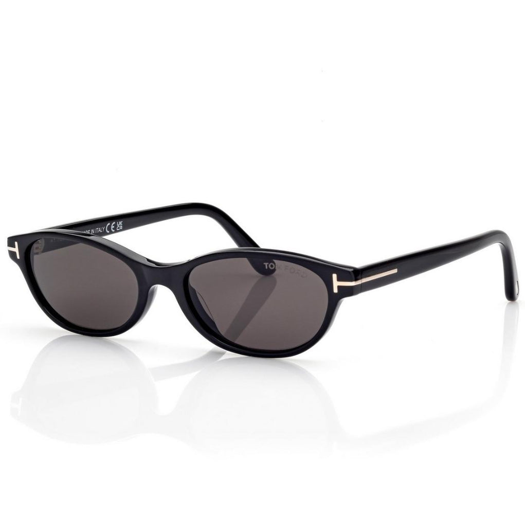 Tom Ford Women Oval Frame Matte Black Sunglasses