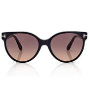 Tom Ford Women Round Frame Pitch Black Sunglasses