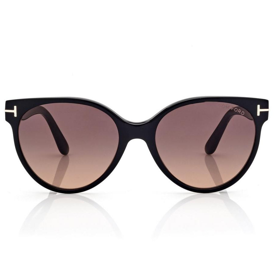 Tom Ford Women Round Frame Pitch Black Sunglasses