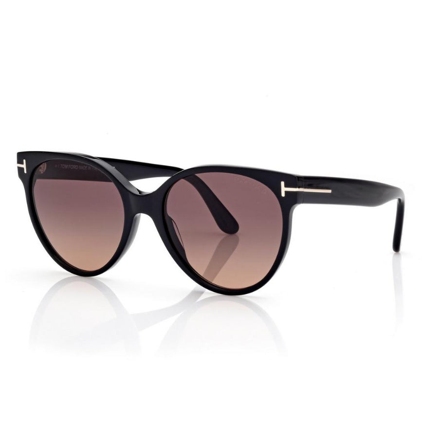 Tom Ford Women Round Frame Pitch Black Sunglasses