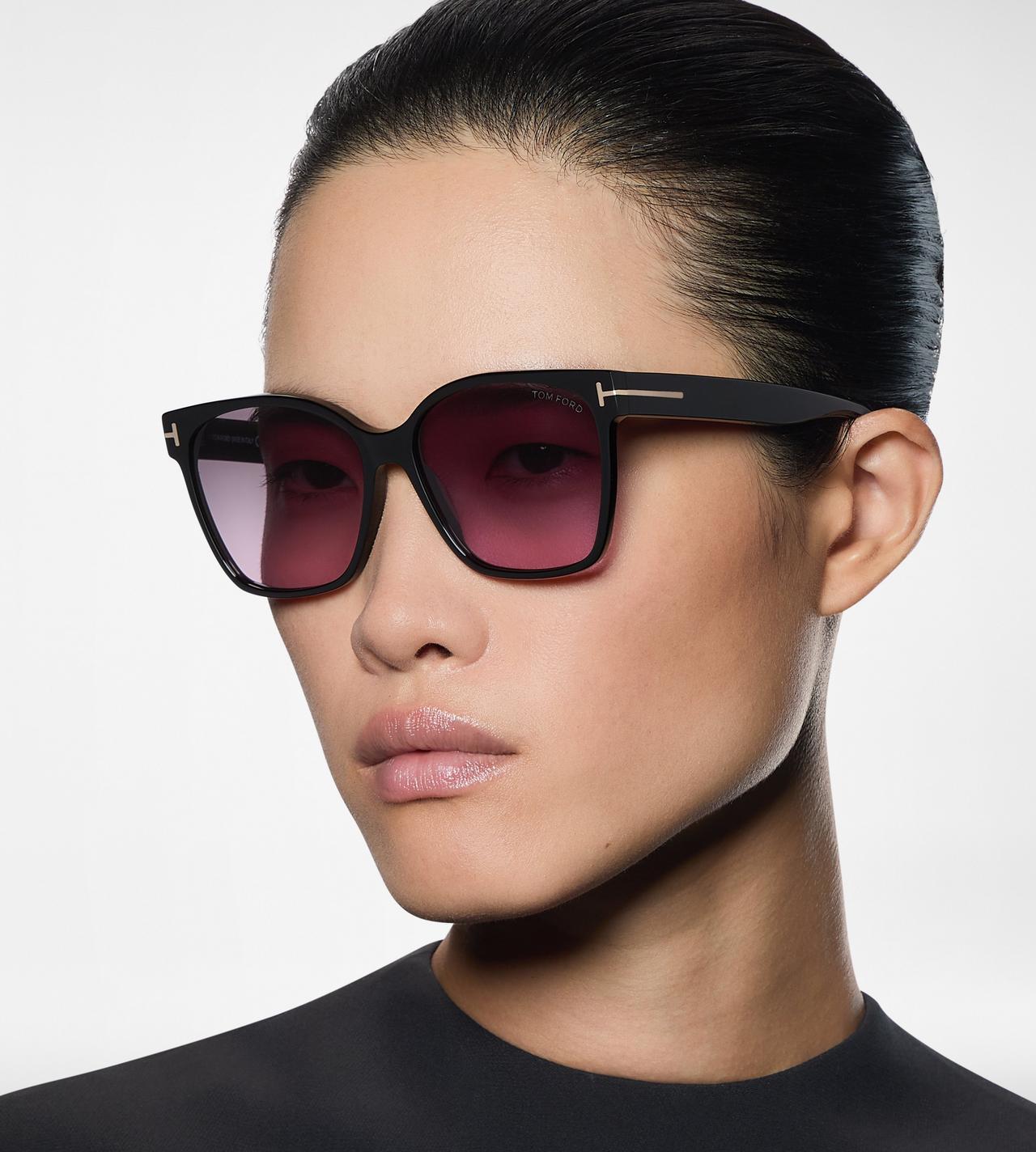 Tom Ford Women Butterfly Frame Volcanic Black Sunglasses