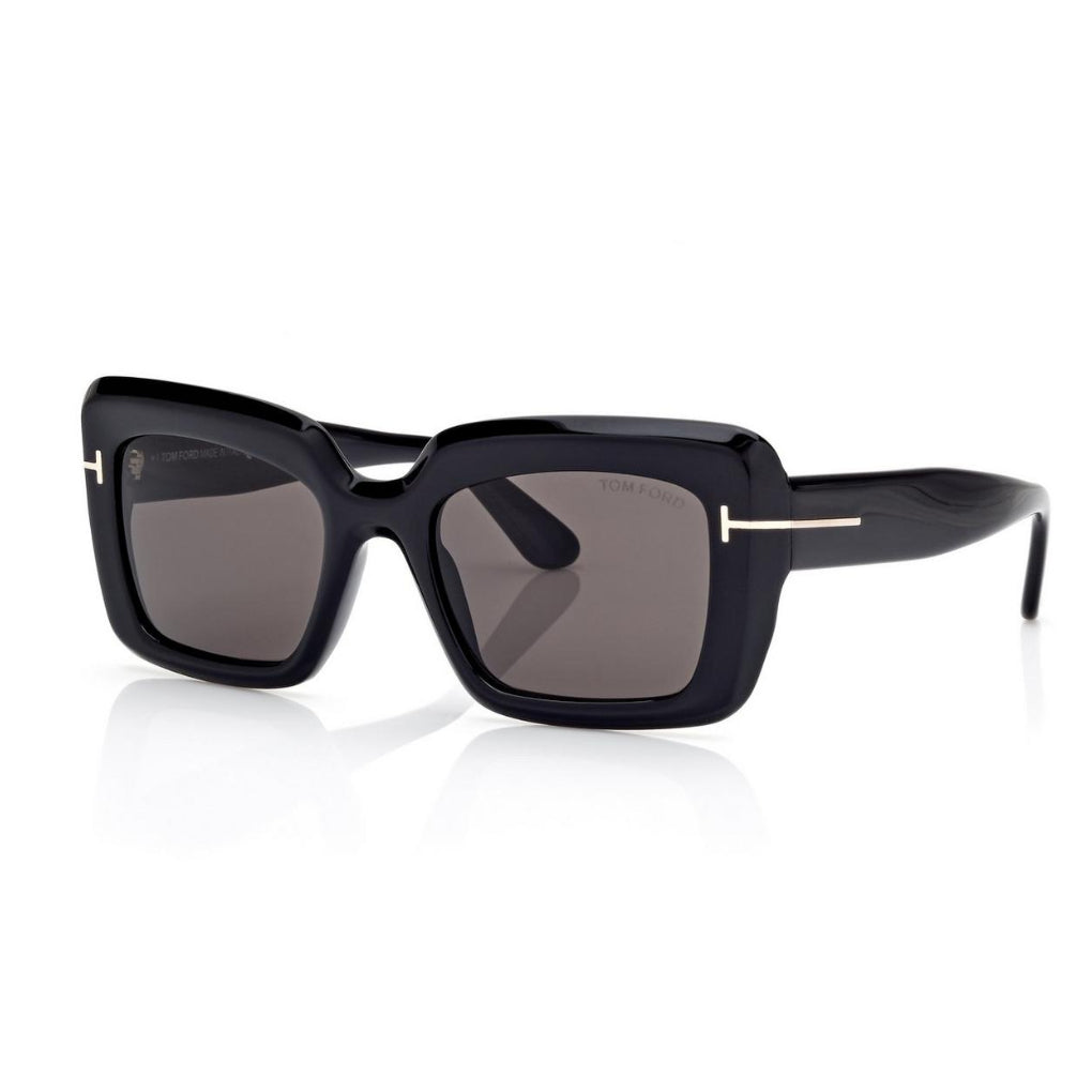 Tom Ford Women Cat Eye Frame Lava Black Sunglasses