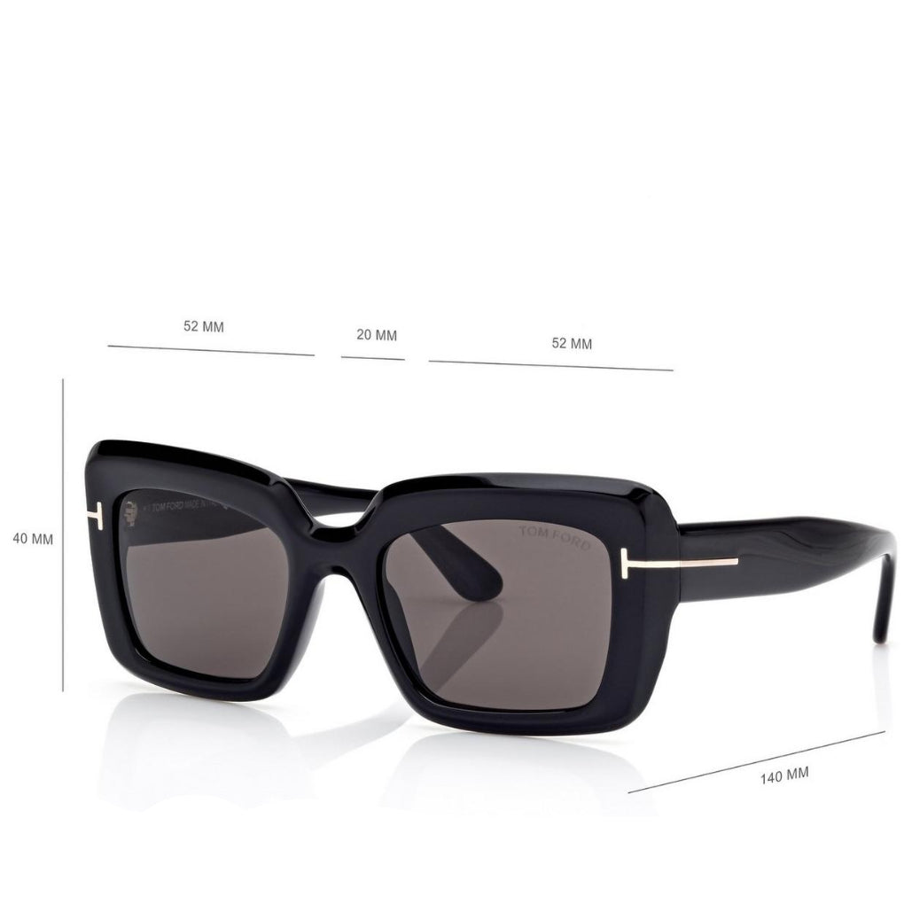 Tom Ford Women Cat Eye Frame Lava Black Sunglasses