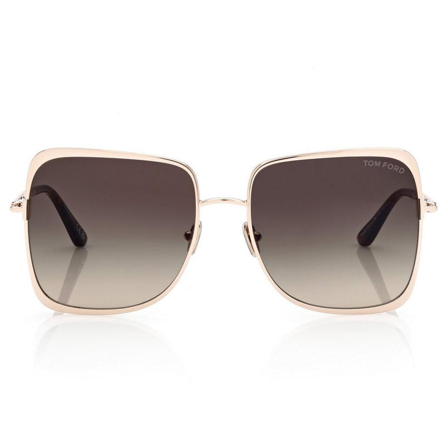 Tom Ford Women Square Frame Rode Gold Sunglasses