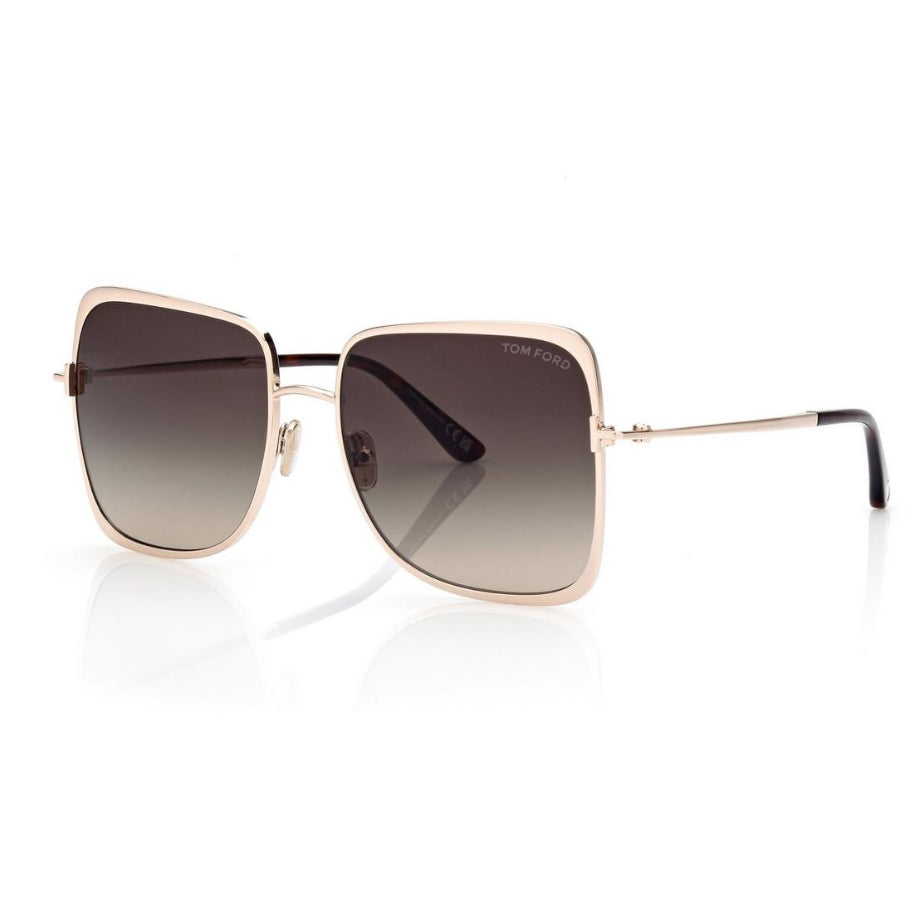 Tom Ford Women Square Frame Rode Gold Sunglasses
