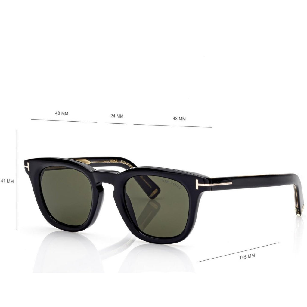 Tom Ford Men Round Sqaure Shiny Natural Black Sunglasse