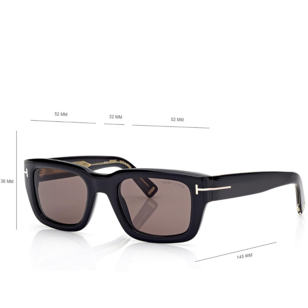 Tom Ford Men Sqaure Frame Dark Shiny Black Sunglasse