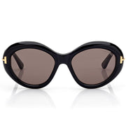 Tom Ford Women Oval Frame Onyx Black Sunglasses