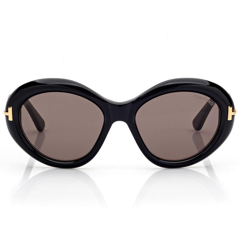 Tom Ford Women Oval Frame Onyx Black Sunglasses