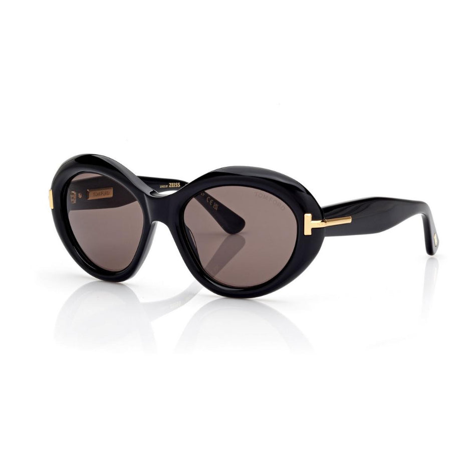 Tom Ford Women Oval Frame Onyx Black Sunglasses