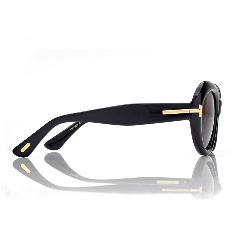 Tom Ford Women Oval Frame Onyx Black Sunglasses