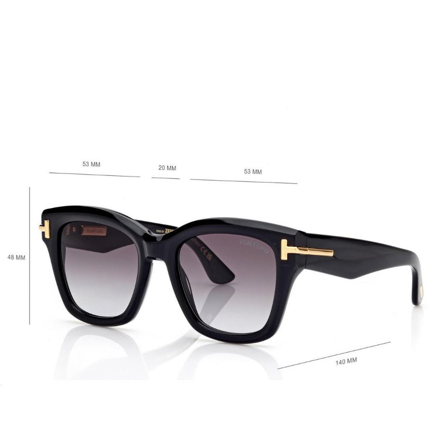 Tom Ford Women Square Frame Olive Black Sunglasses