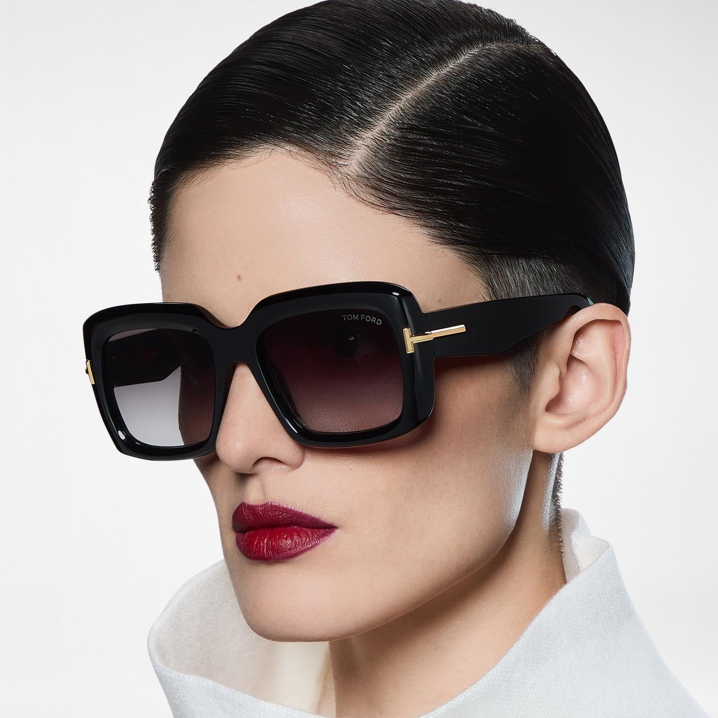 Tom Ford Women Square Frame Black Sunglasses