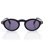 Tom Ford Women Oval Frame Shiny Matte Black Sunglasses