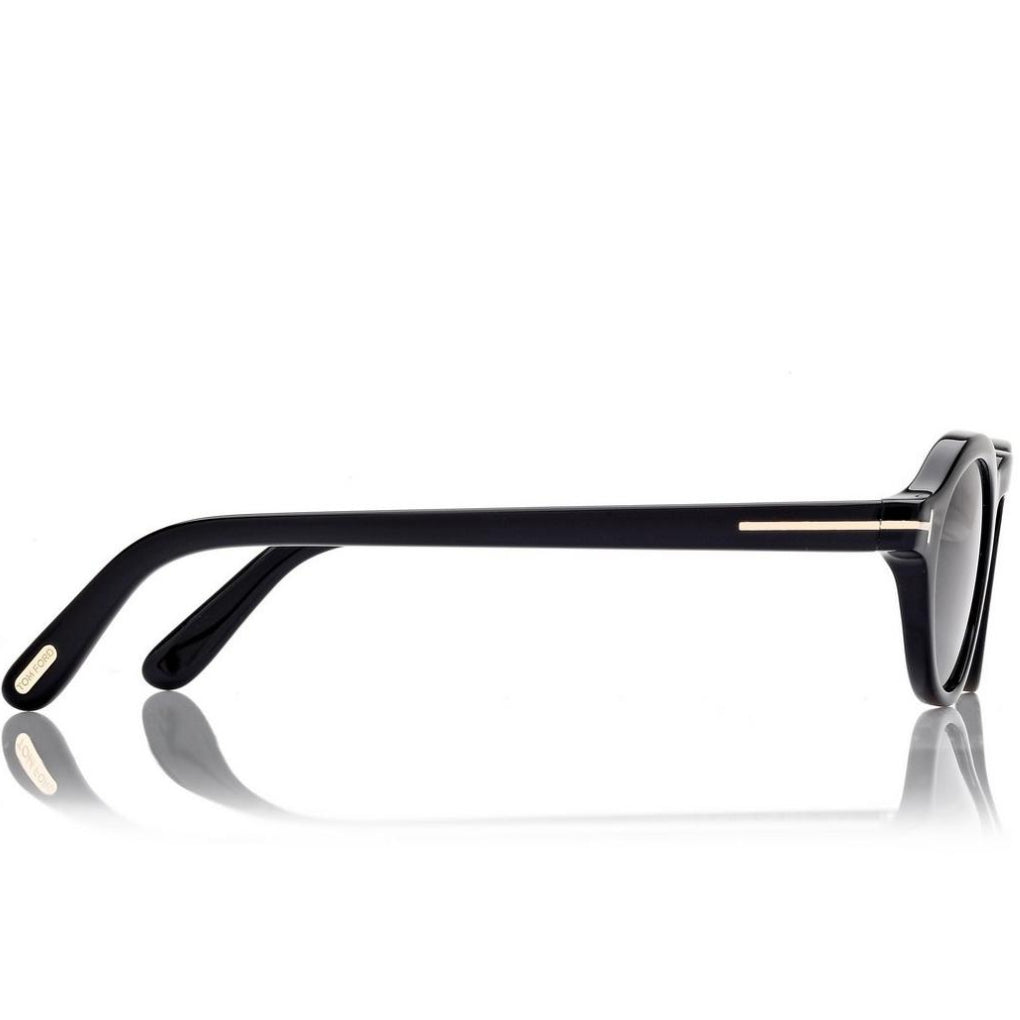 Tom Ford Women Oval Frame Shiny Matte Black Sunglasses