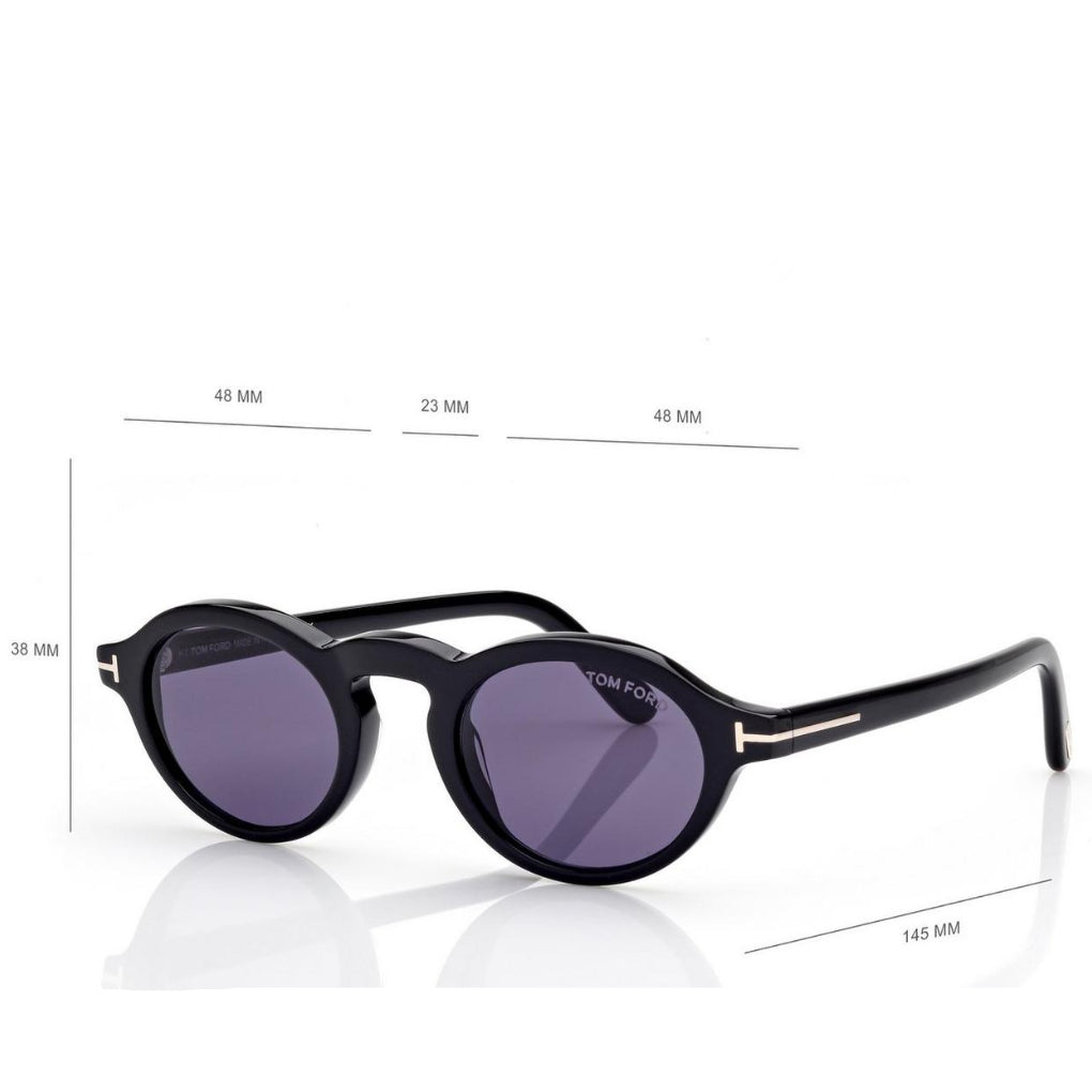 Tom Ford Women Oval Frame Shiny Matte Black Sunglasses
