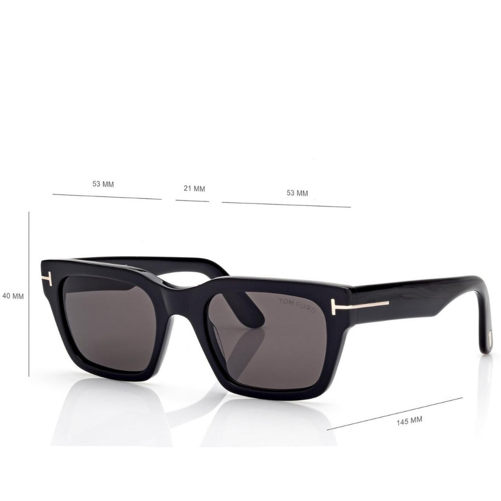 Tom Ford Men Round Sqaure Frame Shiny Deep Black Sunglasse