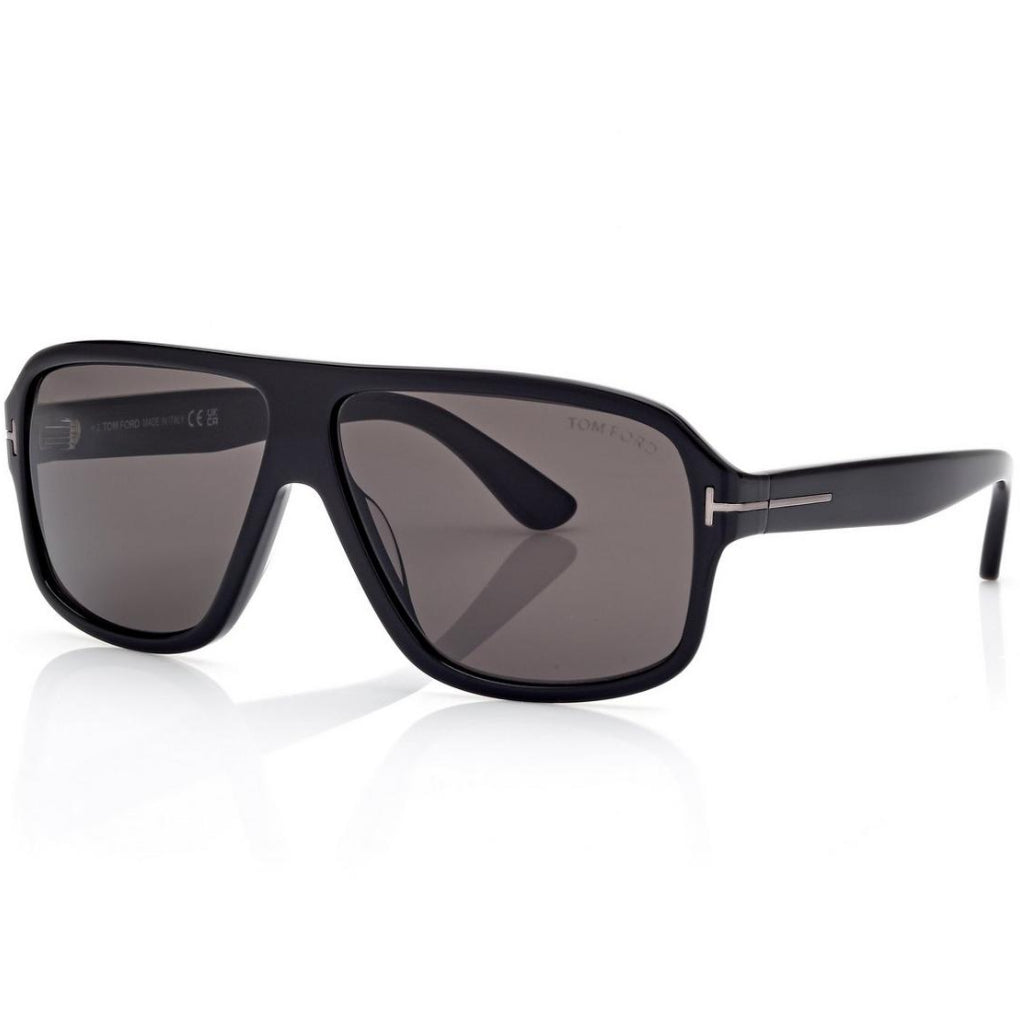 Tom Ford Men Pilot Frame Shiny Deep Black Sunglasse