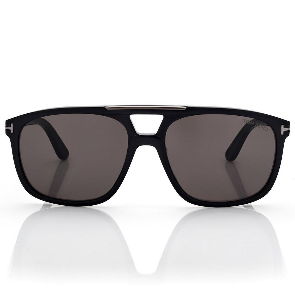 Tom Ford Men Navigator Frame Shiny Smoky Black Sunglasse
