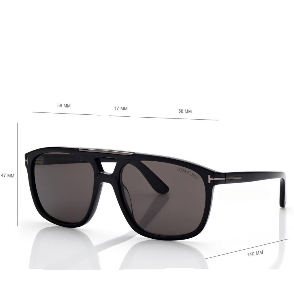 Tom Ford Men Navigator Frame Shiny Smoky Black Sunglasse