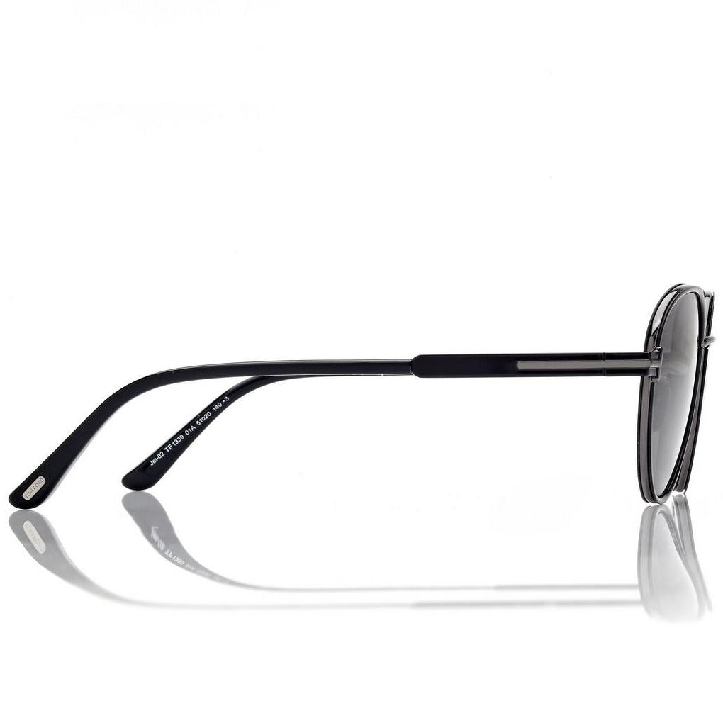 Tom Ford Women Round Frame Shiny Smoky Black Sunglasses