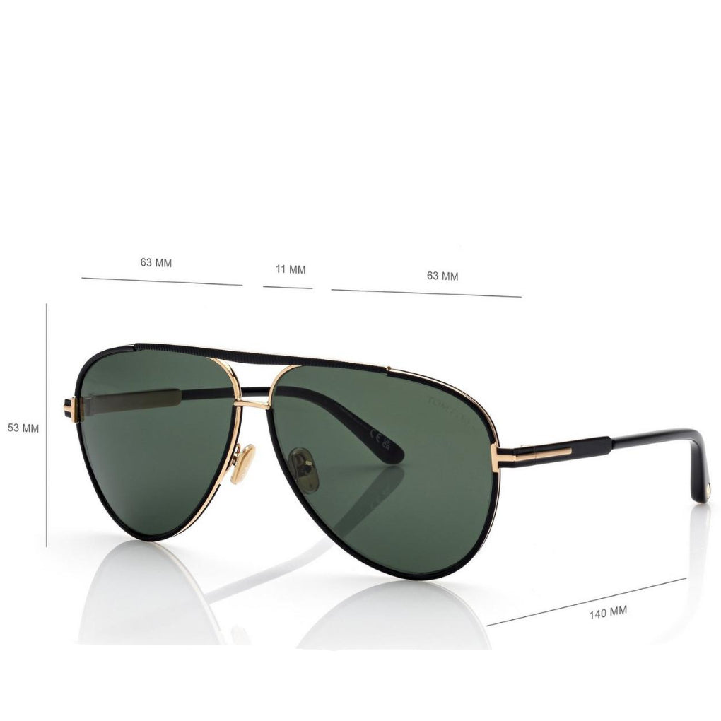 Tom Ford Women Pilot Frame Shiny Coal Black Sunglasses
