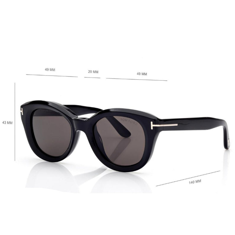 Tom Ford Women Cat Eye Frame Pitch Black Sunglasses