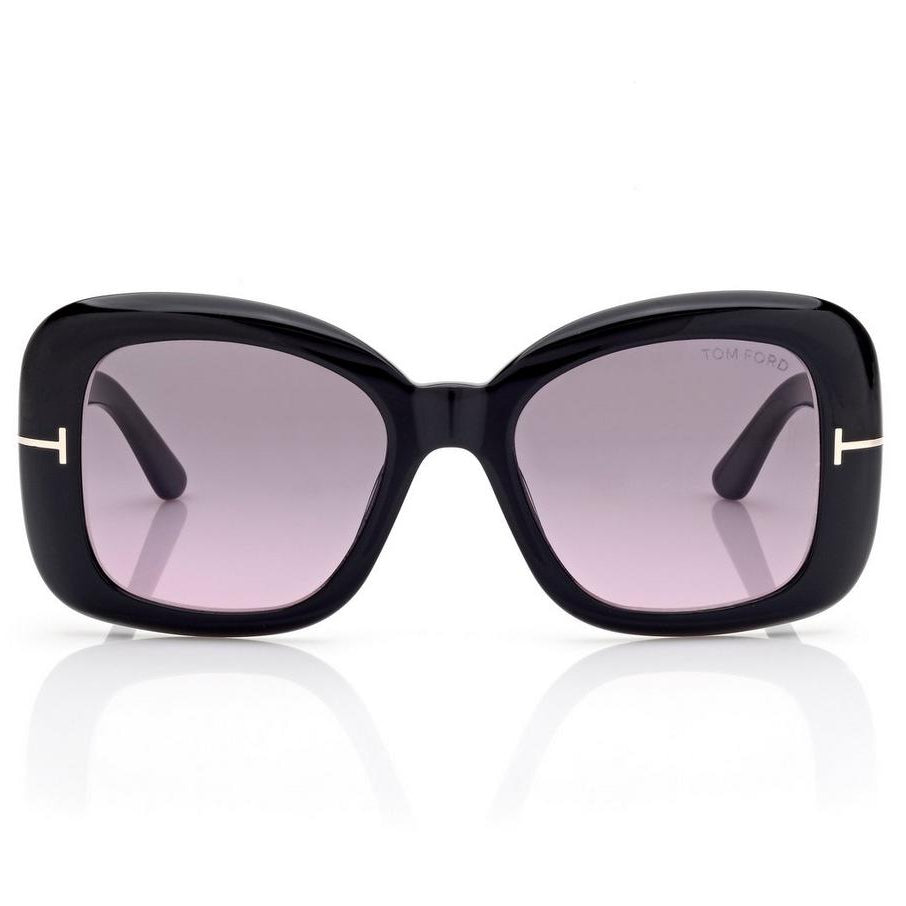 Tom Ford Women Square Frame Steel Black Sunglasses