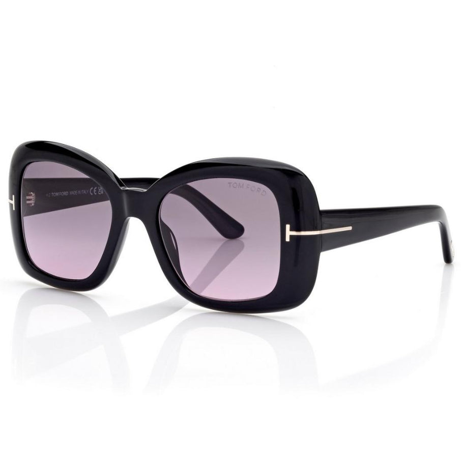 Tom Ford Women Square Frame Steel Black Sunglasses