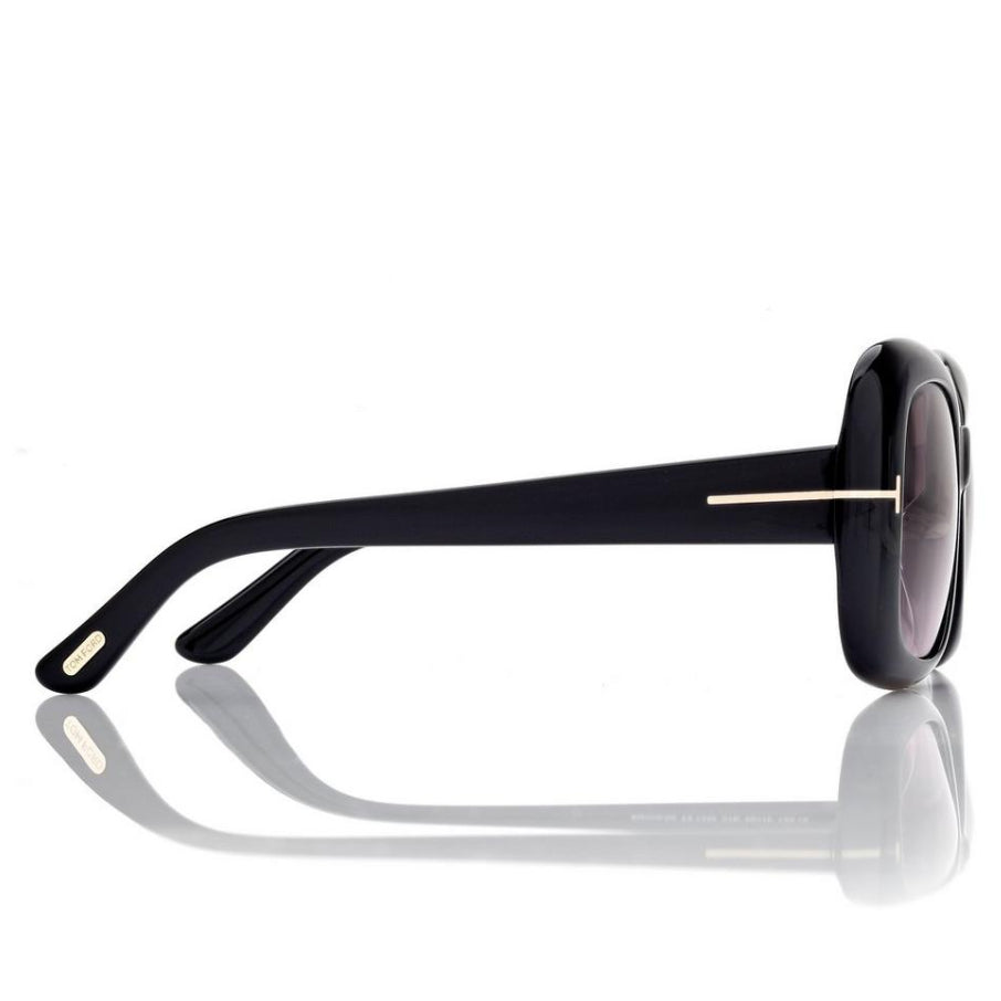 Tom Ford Women Square Frame Steel Black Sunglasses