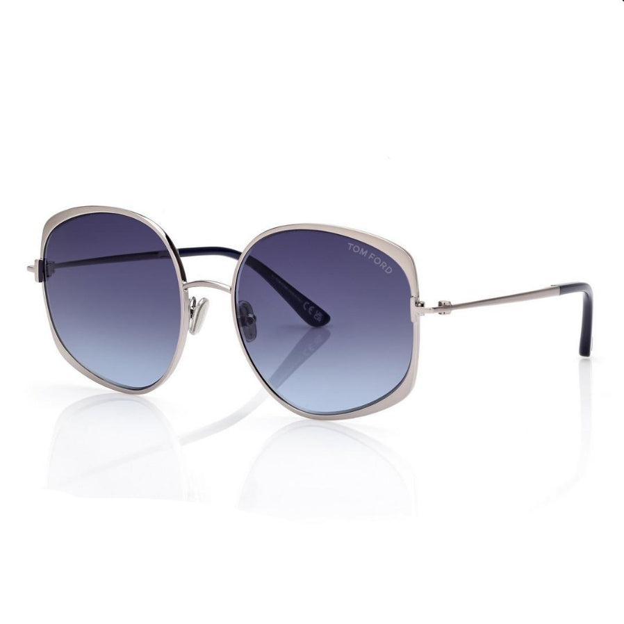 Tom Ford Women Round Frame Silver Sunglasses