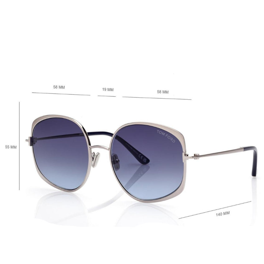 Tom Ford Women Round Frame Silver Sunglasses