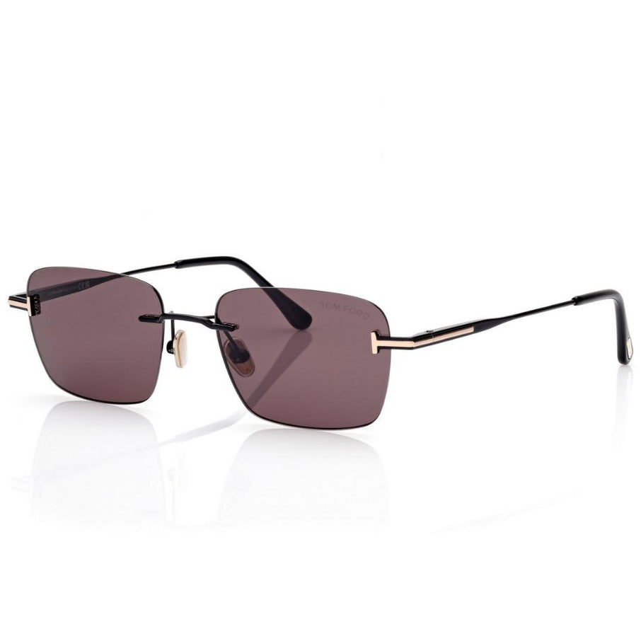 Tom Ford Women Rimless  Frame Shine Black Sunglasses