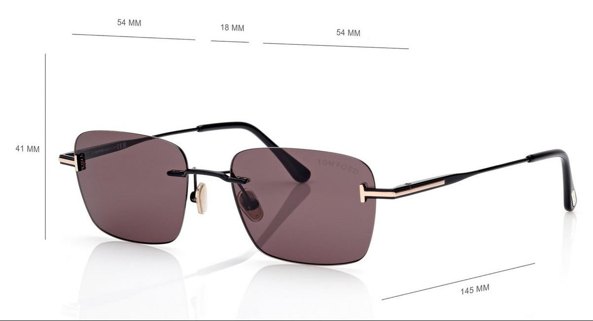 Tom Ford Women Rimless  Frame Shine Black Sunglasses