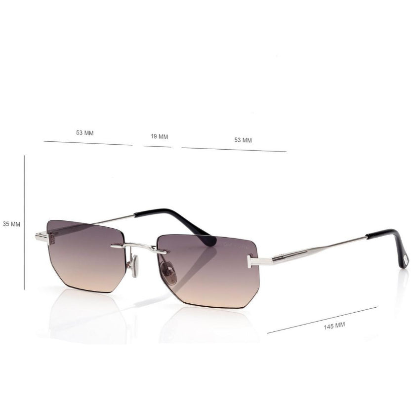 Tom Ford Men Rimless Frame Silver Sunglasses