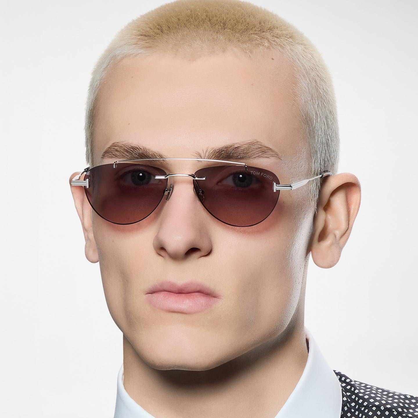 Tom Ford Men Frameless Frame Shiny Palladium Sunglasse