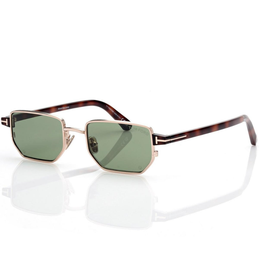 Tom Ford Men Irregular Frame Shiny Rose Gold Sunglasses