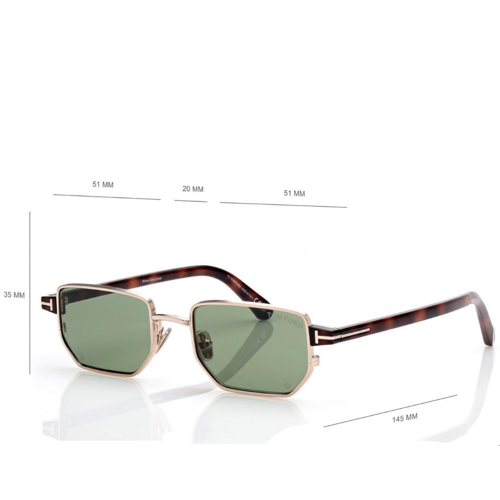 Tom Ford Men Irregular Frame Shiny Rose Gold Sunglasses