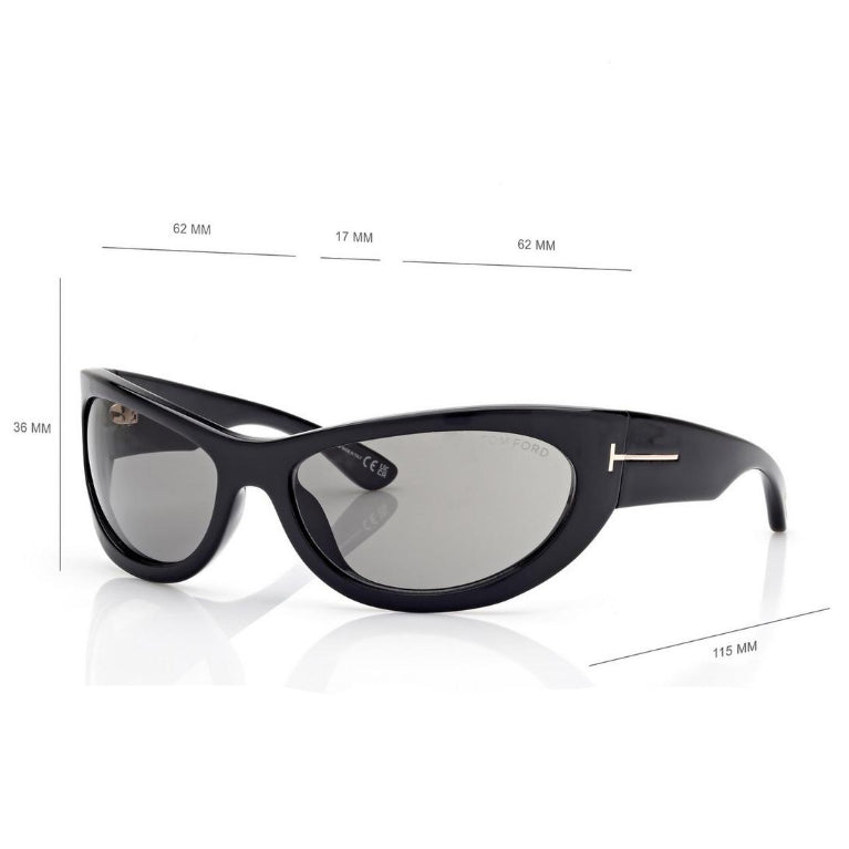 Tom Ford Women Cat Eye Frame Ink Black Sunglasses