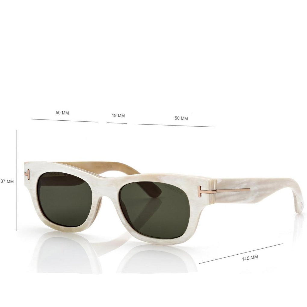 Tom Ford Men Round Sqaure Frame White Horn Sunglasse