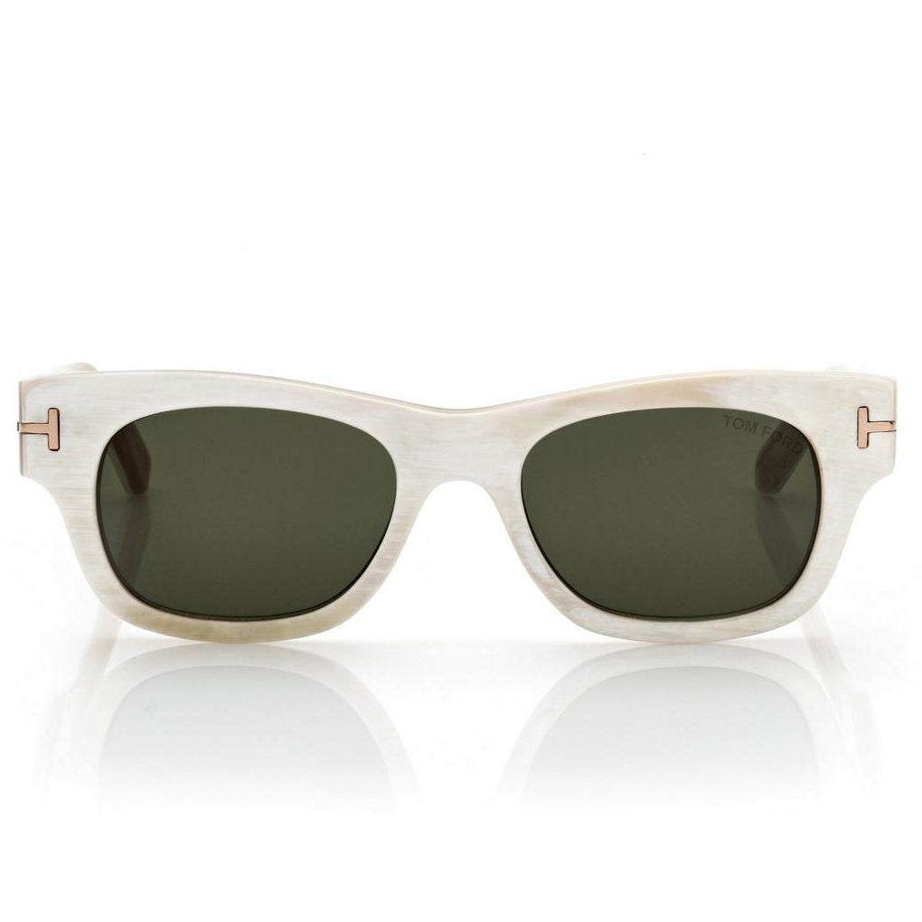 Tom Ford Men Round Sqaure Frame White Horn Sunglasse