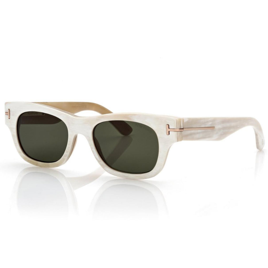 Tom Ford Men Round Sqaure Frame White Horn Sunglasse