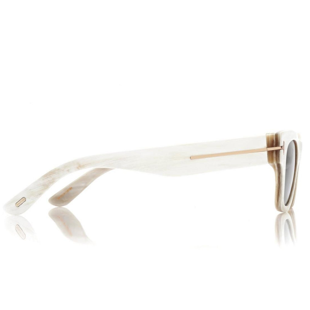 Tom Ford Men Round Sqaure Frame White Horn Sunglasse